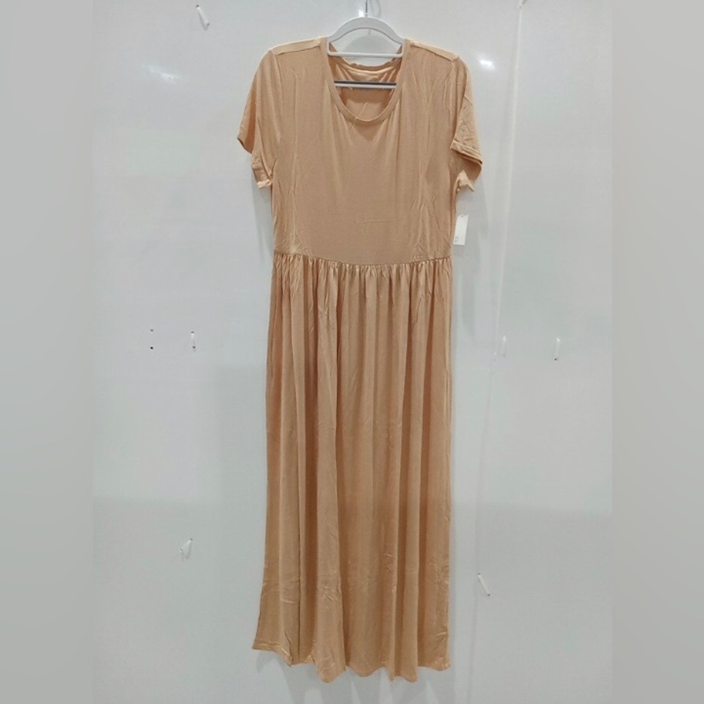 Long Beige Tee Shirt Dress